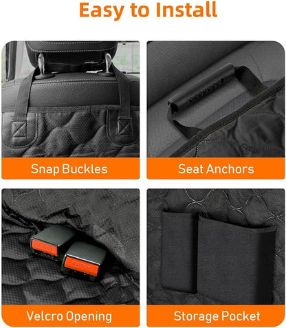 Dog Seat Cover for Cars - Waterproof & Scratchproof Dog Hammock Pet Car Seat Protector with Mesh Window, Universal Fit for Back Seat of Cars, SUV, Truck and Jeep