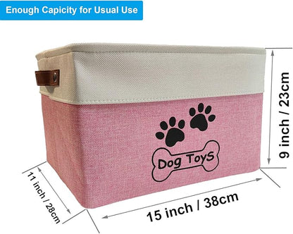 Dog Toy Basket Collapsible Dog Toy Box with Handles Foldable Dog Toy Bin for Pet Toys,Accessories