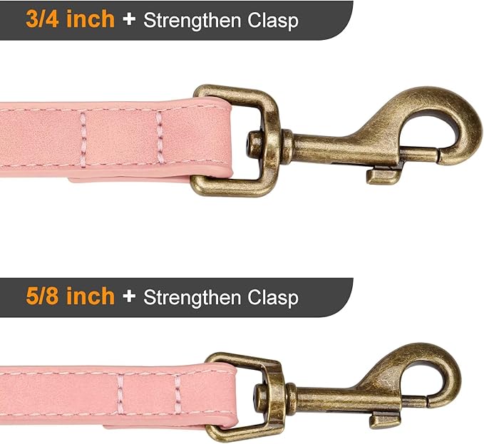 Didog Stylish PU Leather Dog Leash for Large Dogs, Easy to Clean 5ft Pink Dog Leashes for Medium Dogs, Cute and Fashionable for Walking, Running and Training,Pink, M