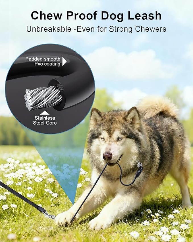 Heavy Duty Retractable Dog Leash 26ft - Tangle-Free 360° Design for Large Dogs Up to 110lbs, with One-Handed Brake & Lock, Anti-Slip Handle, Heavy-Duty Nylon Tape (Blue)