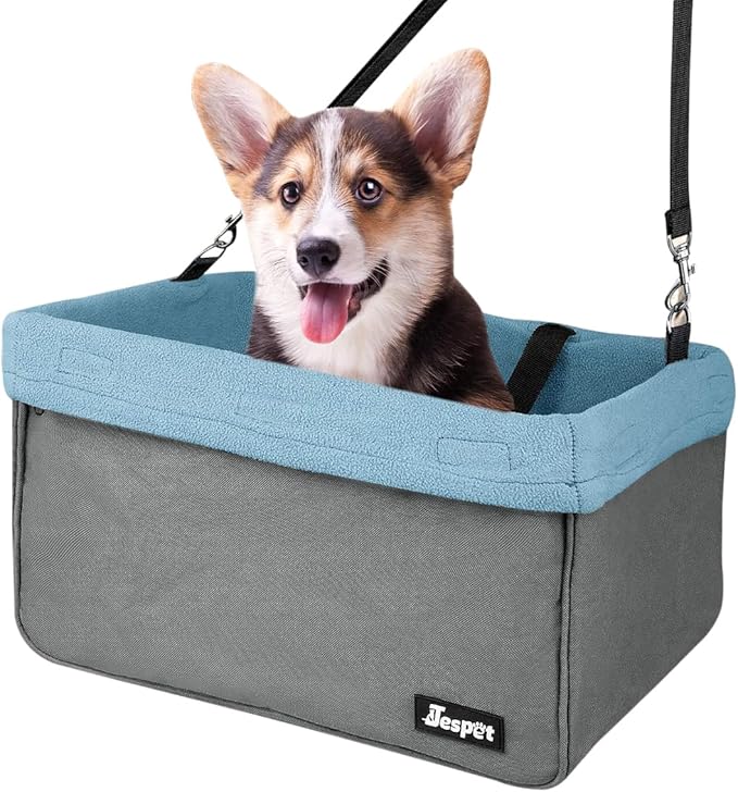 JESPET & GOOPAWS Dog Booster Seats for Cars, Portable Dog Car Seat Travel Carrier with Seat Belt for 24lbs Pets