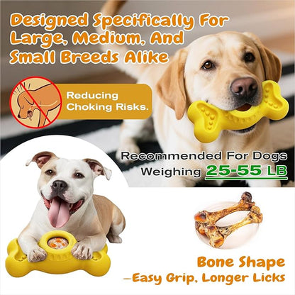 KADTC Large-Size 3 in 1 Durable Dog Enrichment Toy - Fillable & Frozen Bone Lick Toy - No-Transfer Freeze & Play Mess-Free - Ultimate Boredom Buster & Tough Chew Toys for Large Dogs - BPA-Free, Safe