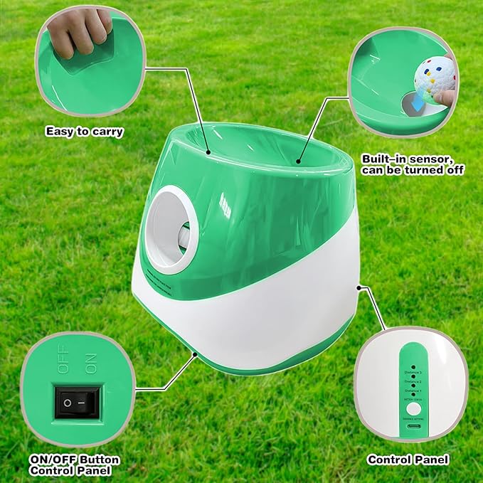 Automatic Dog Ball Thrower, Dog Ball Thrower with 3 Tennis Balls and 3 Adjustable Distance20-46Inch, Interactive Balls Throw for Small Dogs