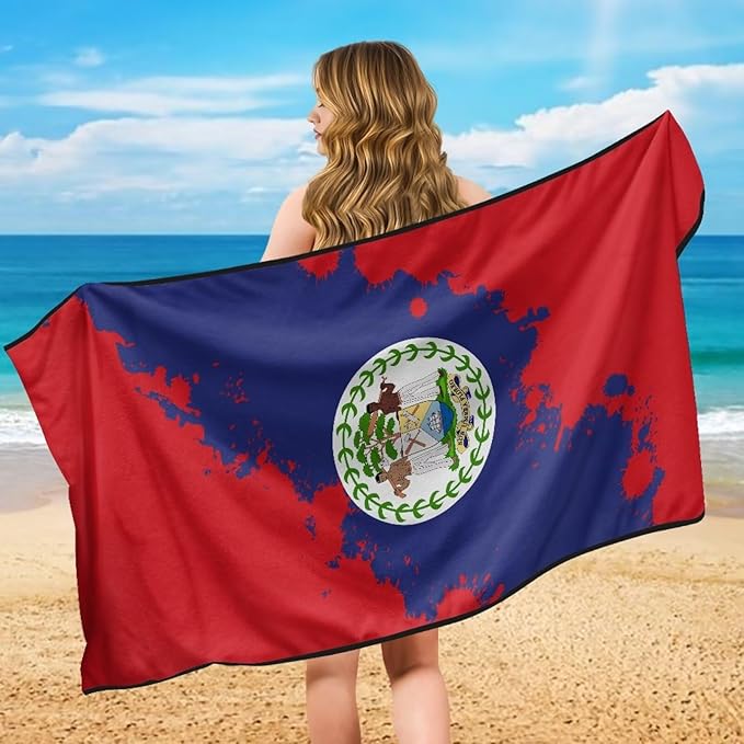 SEANATIVE Flag of Belize Seat Cover Universal Car Sport Towel Seat Cushion Sweat-Absorbent Towel Cloth Suitable for All Seasons Beach Seat Cover Washable