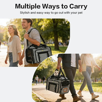 18x11x11 Small Cat/Dog/Pet Carrier – Airline Approved, Collapsible with Expandable Top and Sides. Soft-Sided Travel Puppy Carry Bag, Small Animal Rabbit Kennel Carrying Case, Kitten Mesh Cage