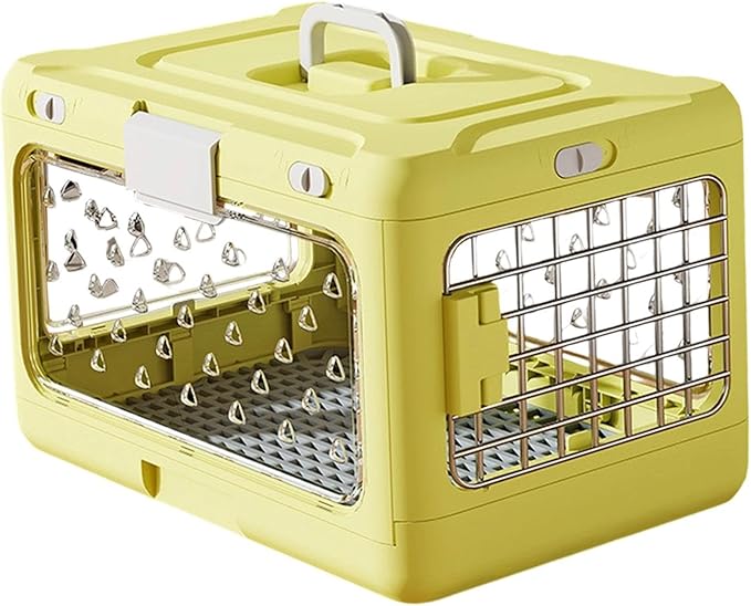 Folding Puppy Crate, Cat Travel Cage, Portable Dog Kennel, Pet Carrier for Small Dogs, Yellow