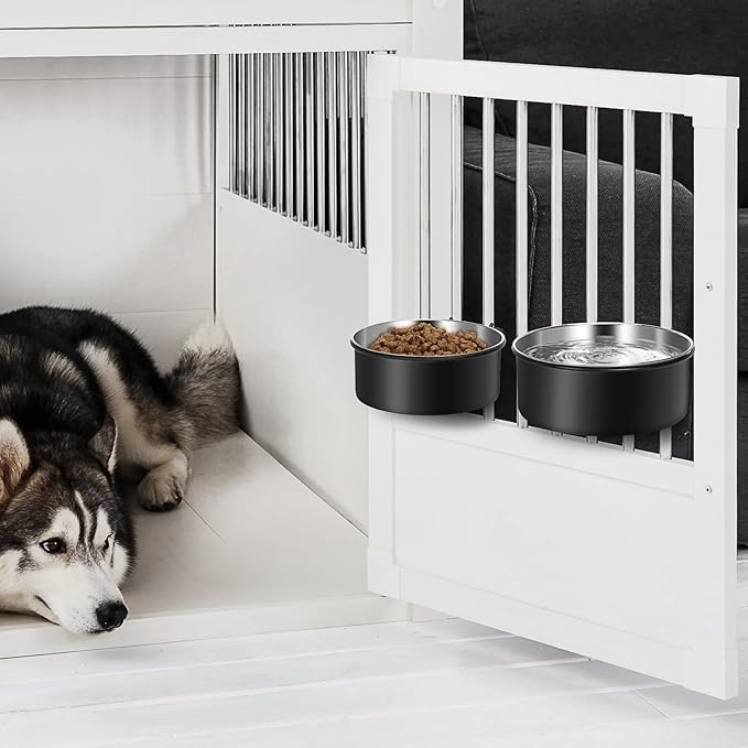 Dog Crate Water Bowl Hanging,2 Pack Stainless Steel Water Food Bowl No Spill for Crate Cage,Kennel Bowls Mountable Coop Cup for Dogs Cats Puppy Rabbit