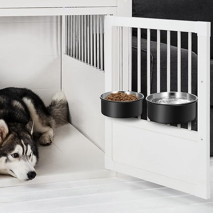 Dog Crate Water Bowl Hanging,2 Pack Stainless Steel Water Food Bowl No Spill for Crate Cage,Kennel Bowls Mountable Coop Cup for Dogs Cats Puppy Rabbit