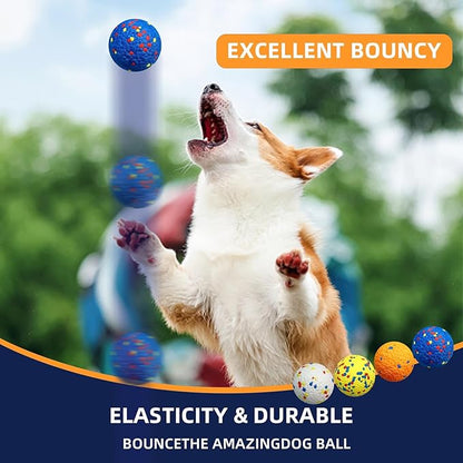 4 Pcs Large size Dog Balls（with 2 Pcs 6.5" Dog Bones）, 3.15"Tennis Ball for Aggressive Chewers, Durable Bouncy Dog Toy Balls, Teething Cleaning Chew Toys, Water Toy Fetch Ball for Large Medium Dog