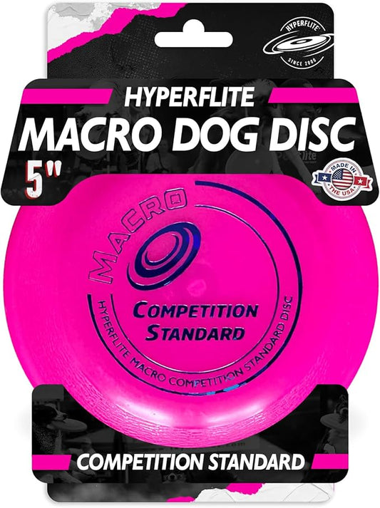 Hyperflite Macro Competition Standard Dog Disc 5" (28g) | Ultimate Flying Disc for Dogs | Official Skyhoundz Competition Disc for Play, Fetch & Pool Fun | Floats | Lightweight | Anti-Glare - Pink