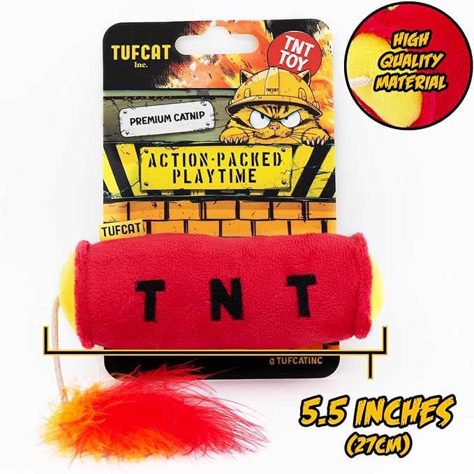 Cat Toy Grenade TNT and Cigar, Cat Toys for Indoor Cats, Kitten Toys, Catnip Toys for Cats of All Breeds, Action Themed Fun for Kicking, Biting, Chewing (Grenade, TNT, & Cigar, 3-Pack)