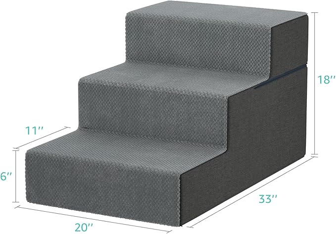 YENING Large Dog Stairs for High Beds - Extra Wide Pet Steps for Large Dogs to Get on Tall Bed 3 Deep Step Cat Ramp for Couch