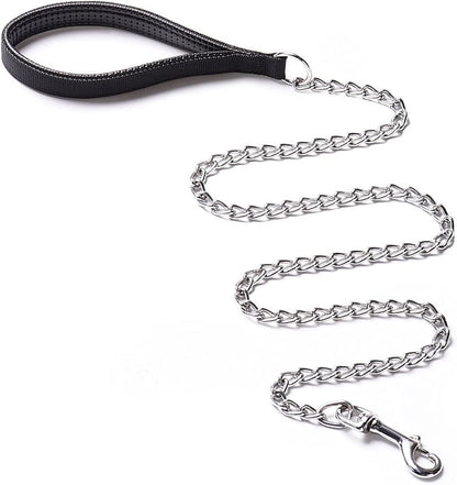 CtopoGo Heavy Duty Dog Leash,Metal Dog Chain Leash with Padded Handle for Large & Medium Size Dogs (4 ft. x 3.0 mm (0-80 lbs.))