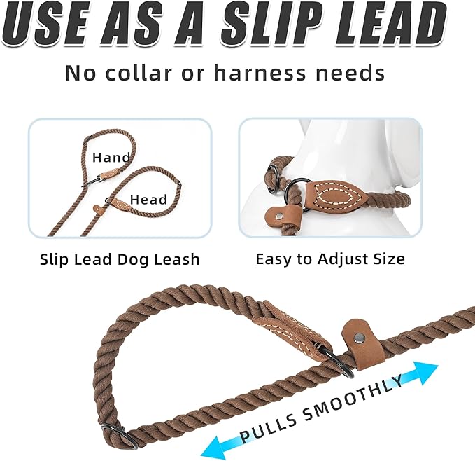 Mile High Life Hands Free Dog Leash, Crossbody Waist Leash with Genuine Leather Connection, Multifunctional Adjustable Slip Lead for Dog Walking Running (Dark Brown, 7FT)