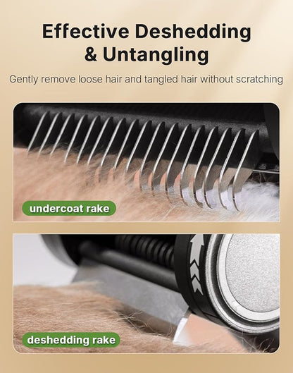 4-in-1 Cat Brush for Shedding, Undercoat Dog Grooming Rake for Deshedding Dematting, Hair Removal Comb Brush for Long & Short Haired Indoor Pets