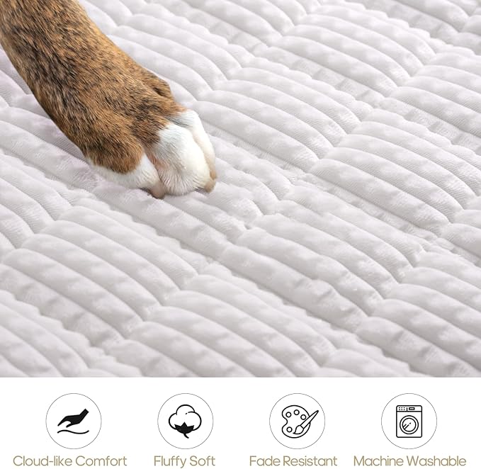 Pet Bed Mat for Car Backseat, Non-Slip Dog Bed for Car Back Seat, Flannel Backseat Dog Bed for Cars Trucks and SUVs (White, 24.8x54 inch)