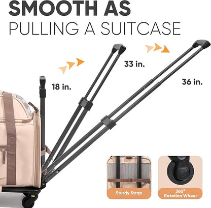 FUKUMARU Cat Carrier with Wheels, 18x11x11 Expandable Soft Cat Travel Carrier, Airline Approved Dog Carrier, Sturdy Rolling Cat Carrier with Anti-Scratch Mesh, Escape-Proof Pet Carrier for Cat, Pink