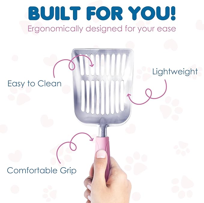 SunGrow Large Cat Litter Scoop, Life Transforming Cat Scooper, Reduces Hand Fatigue, Saves Clear Litter, Makes Scooping Faster and Easier