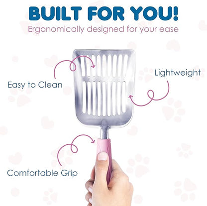 SunGrow Large Cat Litter Scoop, Life Transforming Cat Scooper, Reduces Hand Fatigue, Saves Clear Litter, Makes Scooping Faster and Easier