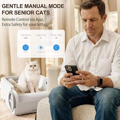 Automatic Litter Box Open Top Self Cleaning Cat Litter Box for Multiple Cats Electric Litter Box with Smart APP Control