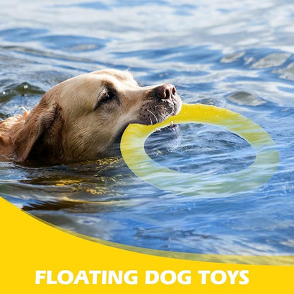 3 Pack Dog Training Rings – Durable EVA Chew Toys for Aggressive Chewers, Floating Fetch & Tug-of-War Toy for Small to Medium Dogs (7-Inch, Green/Orange/Yellow)