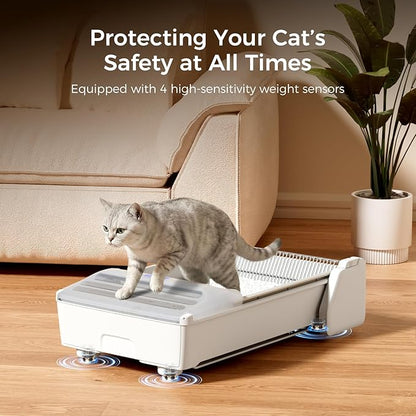Open-Top Self Cleaning Litter Box, 2026 Upgraded Extra Large Automatic Cat Litter Box for Multiple Cats, Safety Sensors/App Control/Odor Control/Easy Clean - Includes 5 lbs Premium Cat Litter