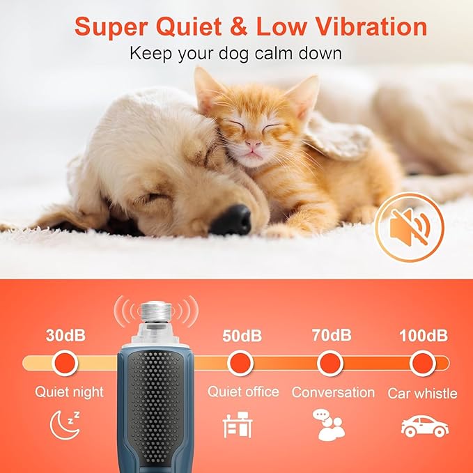7-Speed Dog & Cat Nail Grinder with Light - Ring LED Safe to Avoid Overcut, Quiet Low Vibration & Powerful Fast, Cordless Rechargeable Toenail Trimmer for Small & Large Puppy & Breeds Paws(Orange)
