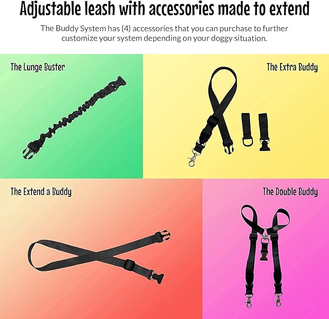 The Buddy System Hands Free Dog Leash and The Double Buddy Pet Leash, Bundle Adjustable Dog Leash for Walking, Running, Training, Exercise with Your Dog-Made in The USA