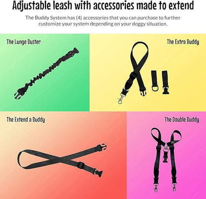 The Buddy System Hands Free Dog Leash and The Double Buddy Pet Leash, Bundle Adjustable Dog Leash for Walking, Running, Training, Exercise with Your Dog-Made in The USA