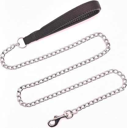 Chain Leash for Small Dogs, Heavy Duty Metal Dog Lead Durable Strong Chew Proof Puppy Leashes for Small Medium Large Breed Pet Dogs, 2.0mm * 4ft Black Handle