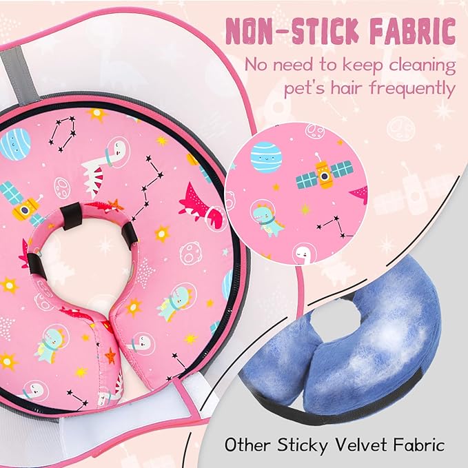 Elevated Inflatable Dog Cone Collar to Stop Licking, Dog Donut Collar After Surgery, Soft Pet Cone Alternative for Small Medium Large Dogs