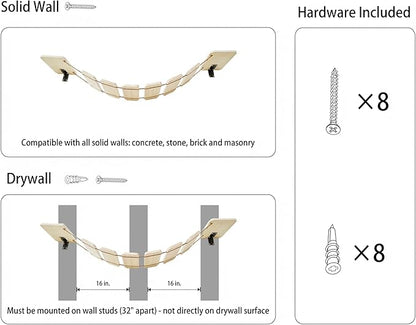 Wall-Mounted Cat Bridge & Shelf – Multi-Functional Climbing Step with Natural Sisal Rope, DIY Feline Highway for Kittens to Large Cats