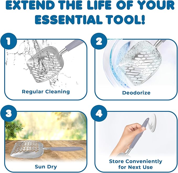 SunGrow Large Cat Litter Scoop, Life Transforming Cat Scooper, Reduces Hand Fatigue, Saves Clear Litter, Makes Scooping Faster and Easier