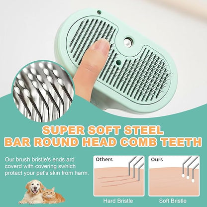 Pet Steam Brush for Dogs and Cats, 3 in 1 Steam Grooming Brush for Hair Shedding and Removal, Cleaning Spray Comb with Mist for Long-Haired Pets