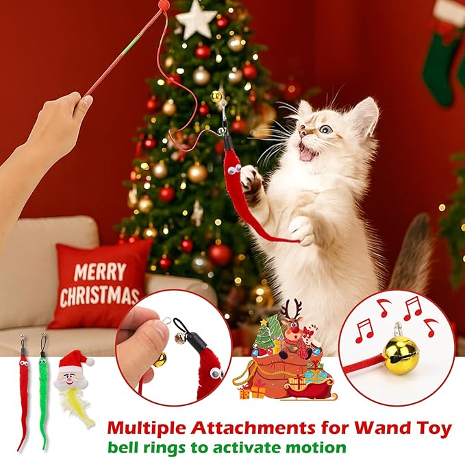 Mity rain Cat Advent Calendar 2025 with 24 Days of Surprises, Christmas Cat Toys with Cat Bowies, Bells, Mice, Catnip, Feather Toys, Xmas Fun Gifts for Cats Lovers