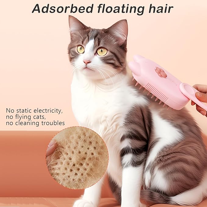 Cat Steam Bursh, Steam Pet Hair Brush for Cats and Dogs, 3 in 1 Cat Grooming Steam Brush for Massage, Multifunctional Cat Grooming Brush, Pet Hair Removal Tool Comb for Cats and Dogs