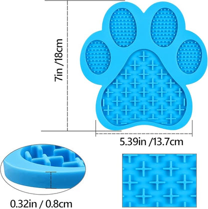 Dog Lick Pad, Lick Pad for Dog, Dog Peanut Butter Lick Pad, Dogs Cats Slow Feeder Mat with Suction Cups, Interactive Mat for Calming Anxiety, Great for Pet Bathing, Grooming and Training( Blue)