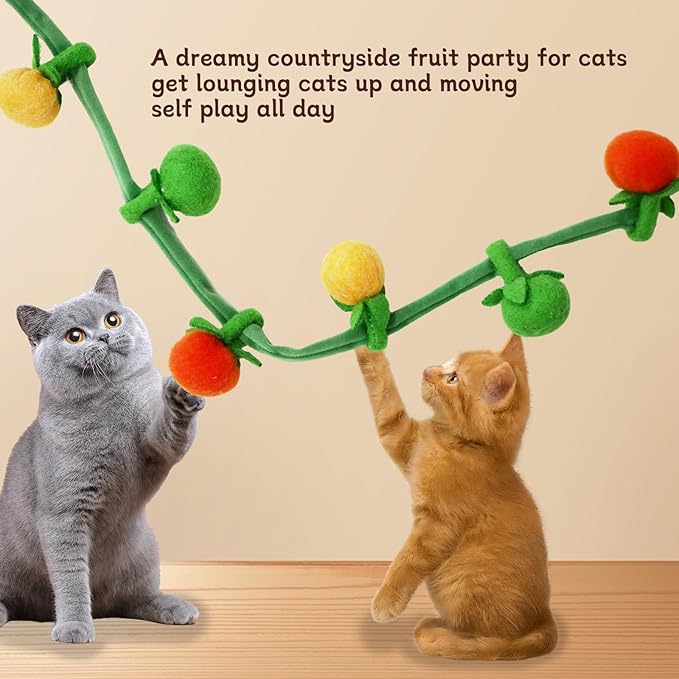 Durable Cat Toys with Catnip, Self-Play Hanging Kicker Toy for Indoor Cats, Interactive Window/Door Mount Design with Bell & Spring for Kittens and Adult Cats (Red&Green&Yellow)