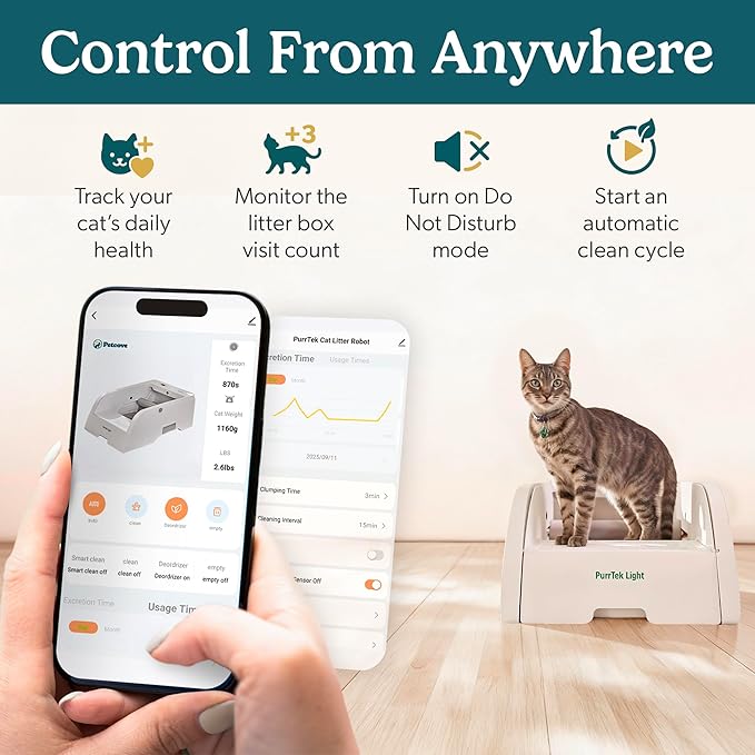 Automatic Self Cleaning Litter Box for Cats with APP Control Smart SelfCleaning Cat LitterBox, Automatic Cleaning, Odor Control, Quiet & Easy Maintenance