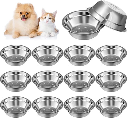 Nuanchu 15 Pack Stainless Steel Dog Bowls Bulk, 15 oz Pet Food Water Bowls for Small Dogs/cat, Dishwasher Safe Feeder for Multi-pet Homes/pet Shop