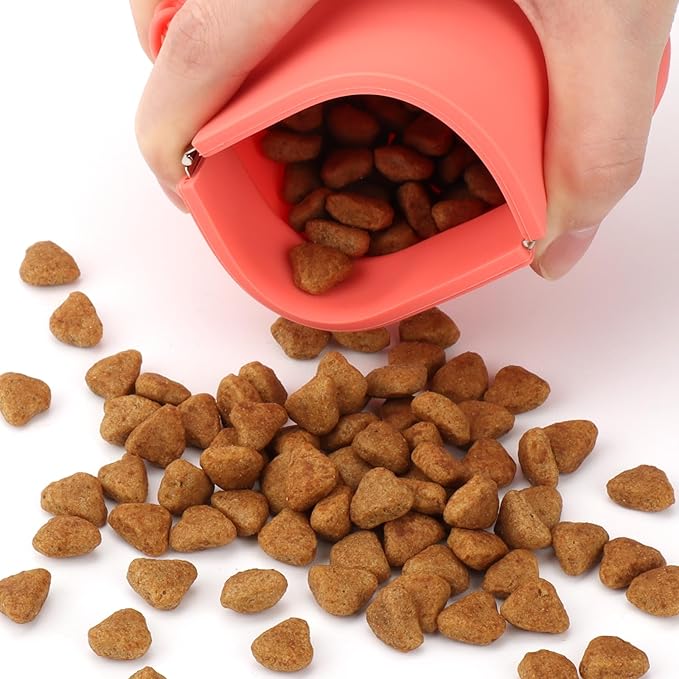 WALLFID Silicone Dog Treat Pouch Small Bag,Auto Closure,with Pet Training Clicker,Walking Bag for Dog and Cat,Pocket Size,Easy to Clean,Odorless(Claret)