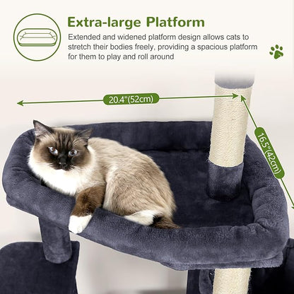 Globlazer Sturdy Cat Tree, 68-inch Large Cat Tower for Indoor Adult Cats 20 lbs Heavy Duty Cat Tree for Big Cats with Extra Large Platform, 5 Scratching Post, S68, Dark Grey