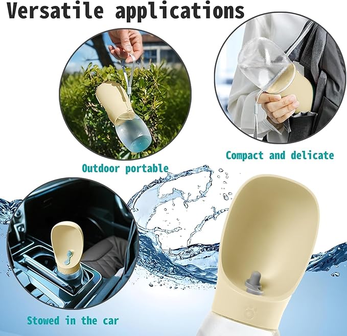 Portable Dog Water Bottle, 12 oz, Leak-Proof Travel Pet Dispenser, Teal,Puppy Water Dispenser with Drinking Feeder for Travel