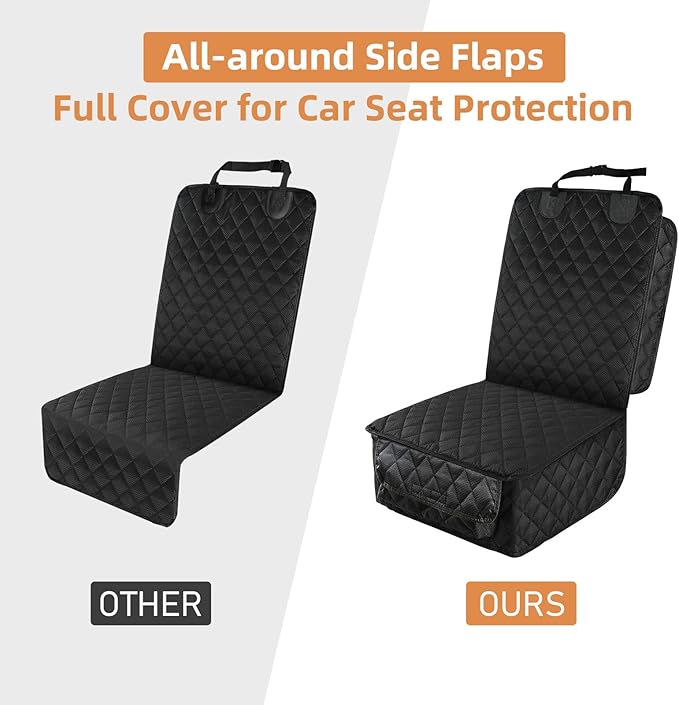 PETICON Dog Car Seat Covers, 100% Waterproof Dog Back Seat Cover with Mesh Window and Full Protection Front Seat Car Cover with Side Flaps for Cars, Trucks, SUVs, Jeep, Bundle