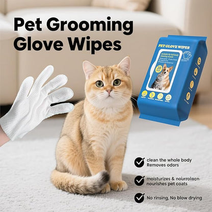 Pet Glove Wipes, Pet Grooming Gloves - for Dog Cat Hair Removal, Bathing & Deshedding, Cleaning Glove for Dog and Cat Paws, Body and Butt, Ear, Eye, Daily Care and Travel,Thickened-20PCS