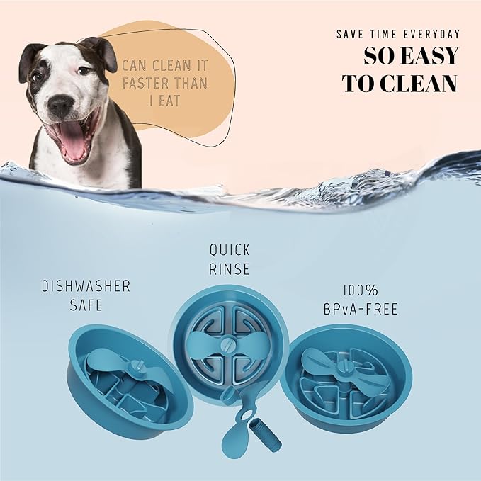 AVERYDAY Slow Feeder Dog Bowls for Large Breed, 2.5 Cups Deep Food Puzzle Bowl with Spinning Slow Feeder Insert, Non-Slip Bottom, Fits for Raised Stand, Hard Maze Design for Medium and Large Dogs