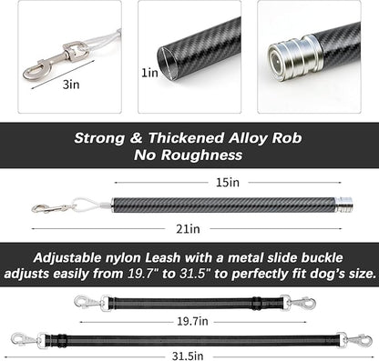 Hands-Free Bicycle Dog Leash for Cycling - 180° Rotating or Fixed Quick-Attach System, Built-in Shock-Absorbing Spring, Anti-Pull Design, Thick Steel Wire Rope 550 lbs (Carbon Fiber)
