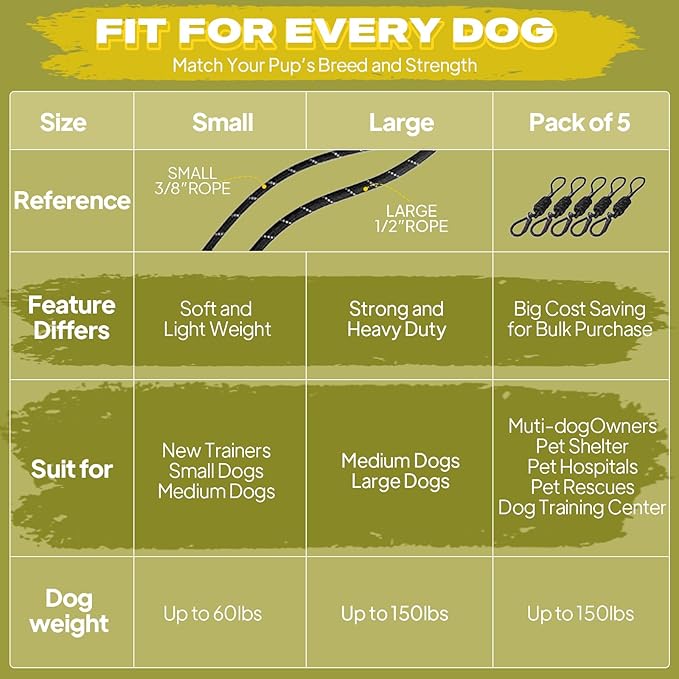 Fida Durable Slip Lead Dog Leash Bulk Pack of 5, Heavy Duty 1/2" x 6 FT Comfortable Strong Rope Slip Lead for Large, Medium & Small Dogs No Pulling Pet Training Leash with Highly Reflective (Black)