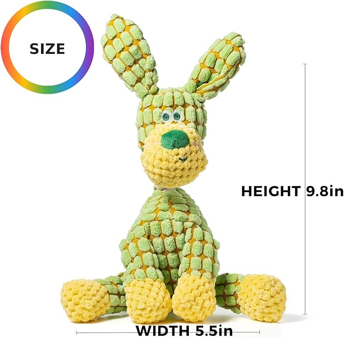 Squeaky Green Dog Plush Toy, Unique Color Cute Dog Toys for Chewing, Tough Puppy Toys for Teething Small Dogs, Stimulating Plush Chew Toy with Squeaker