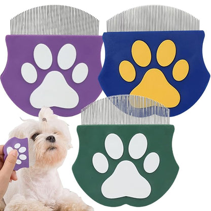 Pet Detangling Flea Comb, Dog Facial Eye Comb, Stainless Steel Tear Stain Remover, Round-Head Grooming Comb for Dog Cat (Green+Purple+Blue)